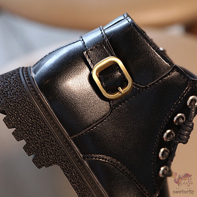 Giày bốt martin bằng da đế mềm phong cách Hàn Quốc độc đáo thời trang mùa thu cho bé gái