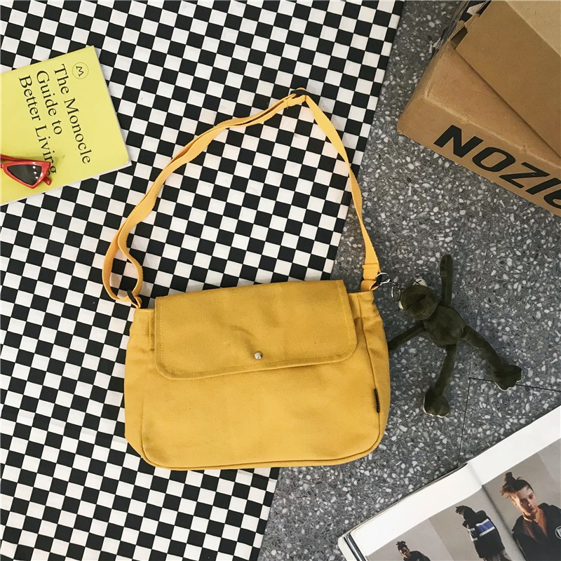 Túi vải đeo chéo nam nữ Túi canvas đeo chéo unisex ngăn rộng phong cách Hàn Quốc