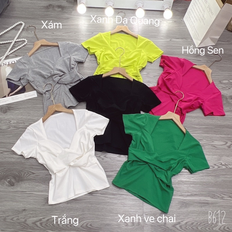 Áo thun body croptop tay ngắn xoắn ngực đủ màu Mới alohashop91