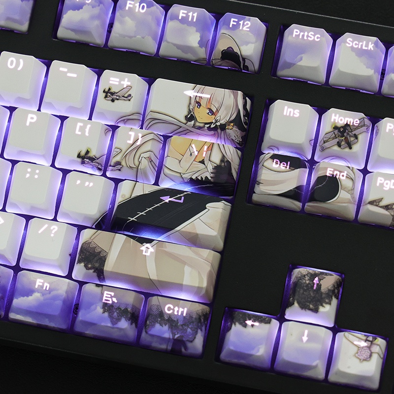 Azur Lane theme keycaps Cherry profile PBT Thuốc nhuộm thăng hoa Bàn phím cơ học keycaps Anime keycaps thông qua Keycaps nhẹ 108 phím