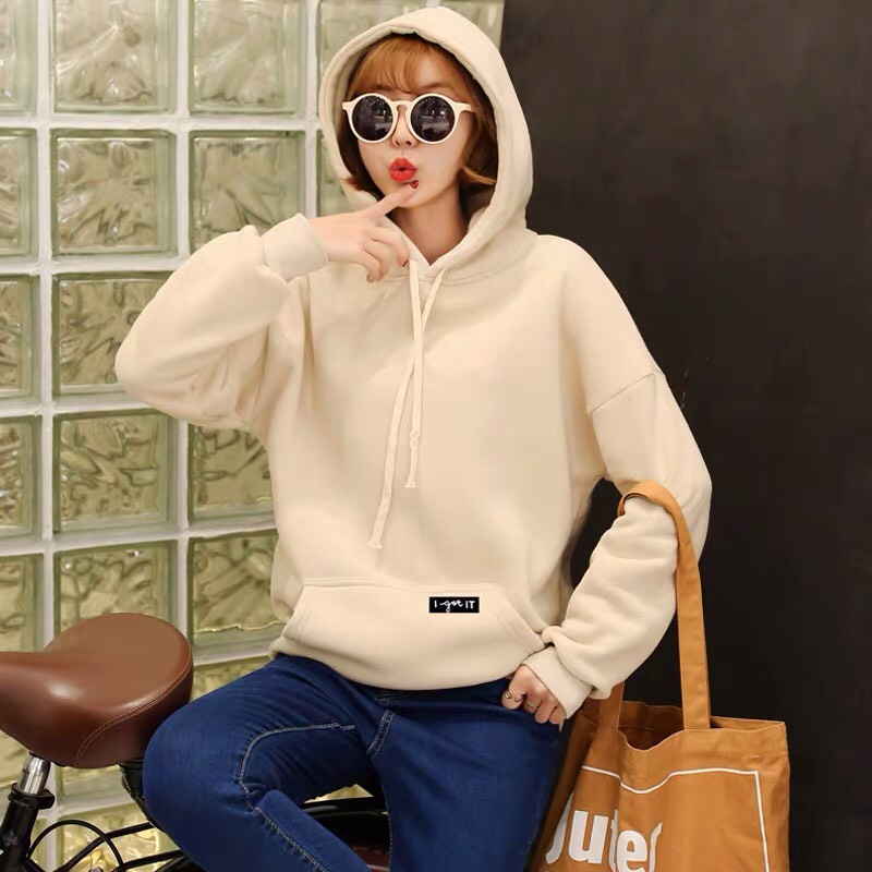 [ KHOÁC HÈ ] ÁO HOODIE NỈ UNISEX PHOM NAM NỮ MÀU KEM IN KÝ TỰ NHIỀU MẪU
