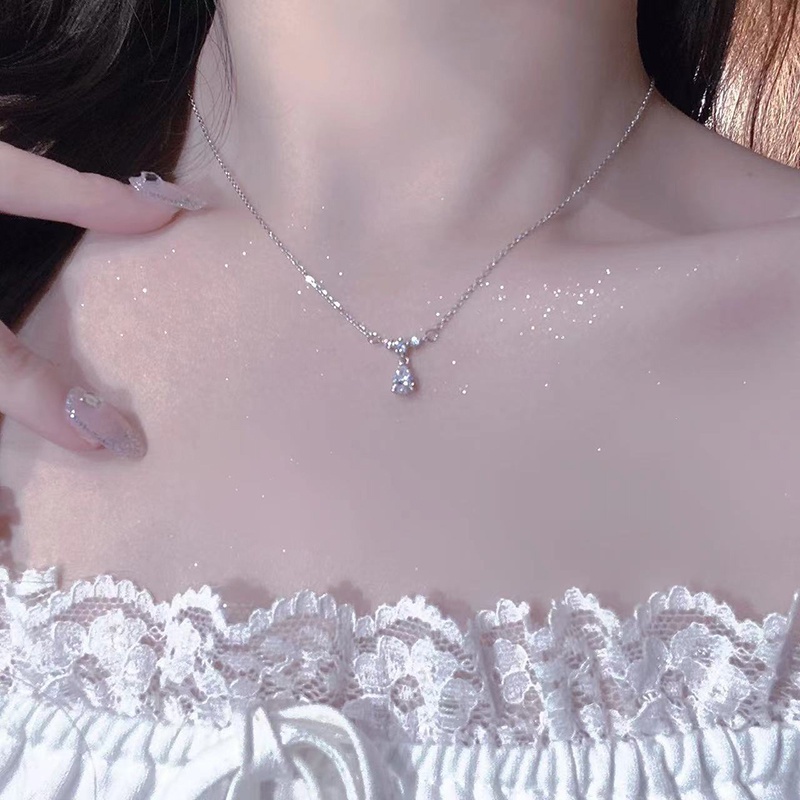 [Top Selection] Vòng cổ Mặt Hình Giọt Nước Đính Đá Zircon Đơn Giản Sang Trọng Thời Trang