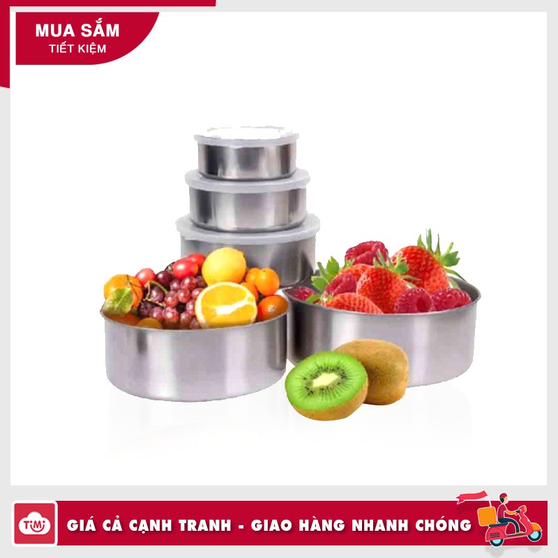 Bộ 5 thố inox có nắp đậy (10cm, 12cm, 14cm, 16cm và 18cm)