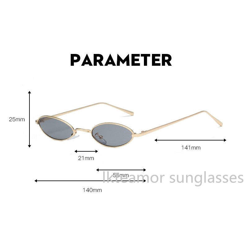 Kính mát cho nam gọng kim loại hình bầu dục nhỏ xinh phong cách cổ điển