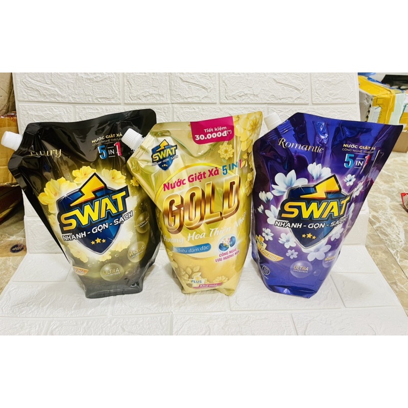 Nước giặt xả Swat 5in1 dạng túi 2,2L (đủ màu) Date Luôn Mới