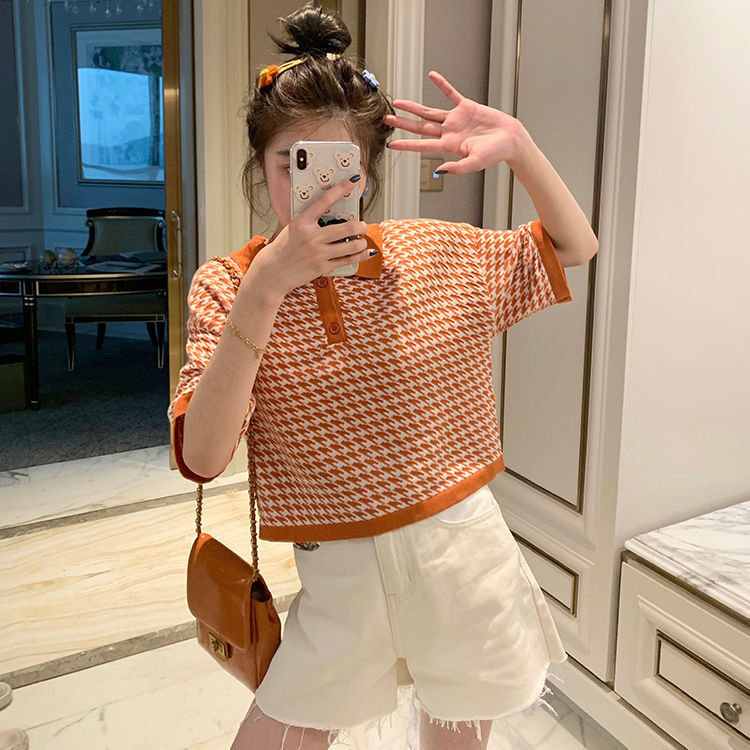 Áo Thun Croptop Ngắn Tay Thời Trang Hàn Quốc 2021 Cho Nữ