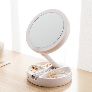 Gương trang điểm đèn led gấp gọn