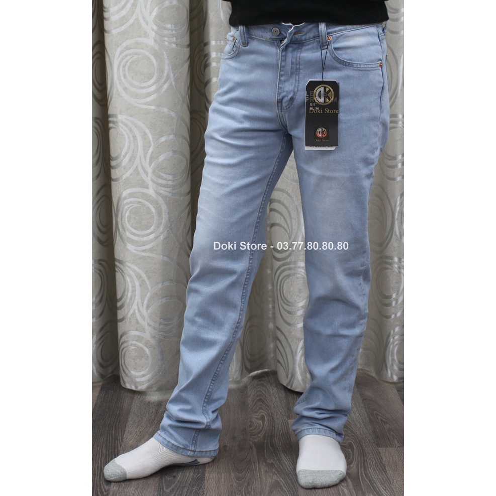 Quần Jean Nam Cao Cấp Xanh Bạc Denim XN-18, Quần bò nam dáng đứng, ôm nhẹ, chất vải co giãn - DOKI