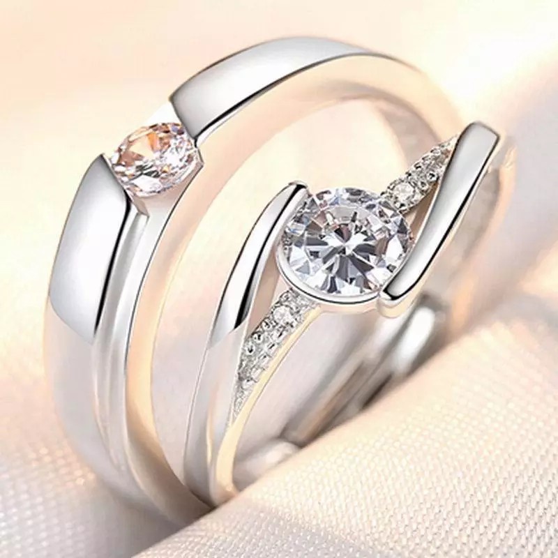 Nhẫn đôi mạ bạc s925 bền màu tự chỉnh kích thước nhiều mẫu mã thời trang Hàn Quốc June accessories