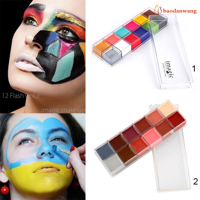 12 Colors Flash Tattoo Face Body Oil Painting Art Halloween Party Beauty Makeup Tool