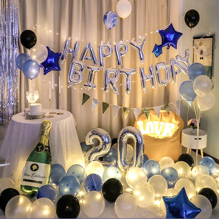 Combo bóng chữ HAPPY BIRTHDAY + 30 bong bóng giá siêu rẻ (Tặng Bơm + Băng dính bóng) AB04