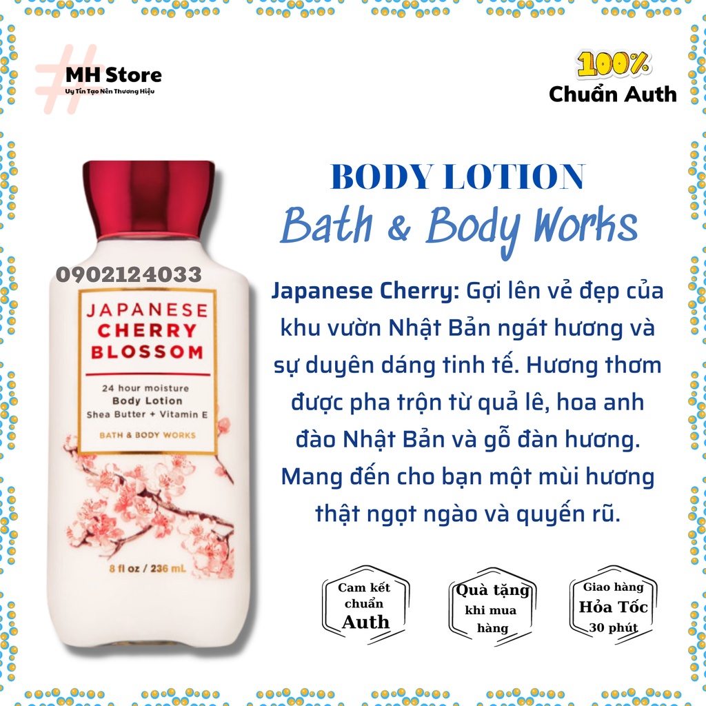 Body Lotion Sữa Dưỡng Thể Bath & Body Works, Sữa Dưỡng Da Toàn Thân  236ml MH Store