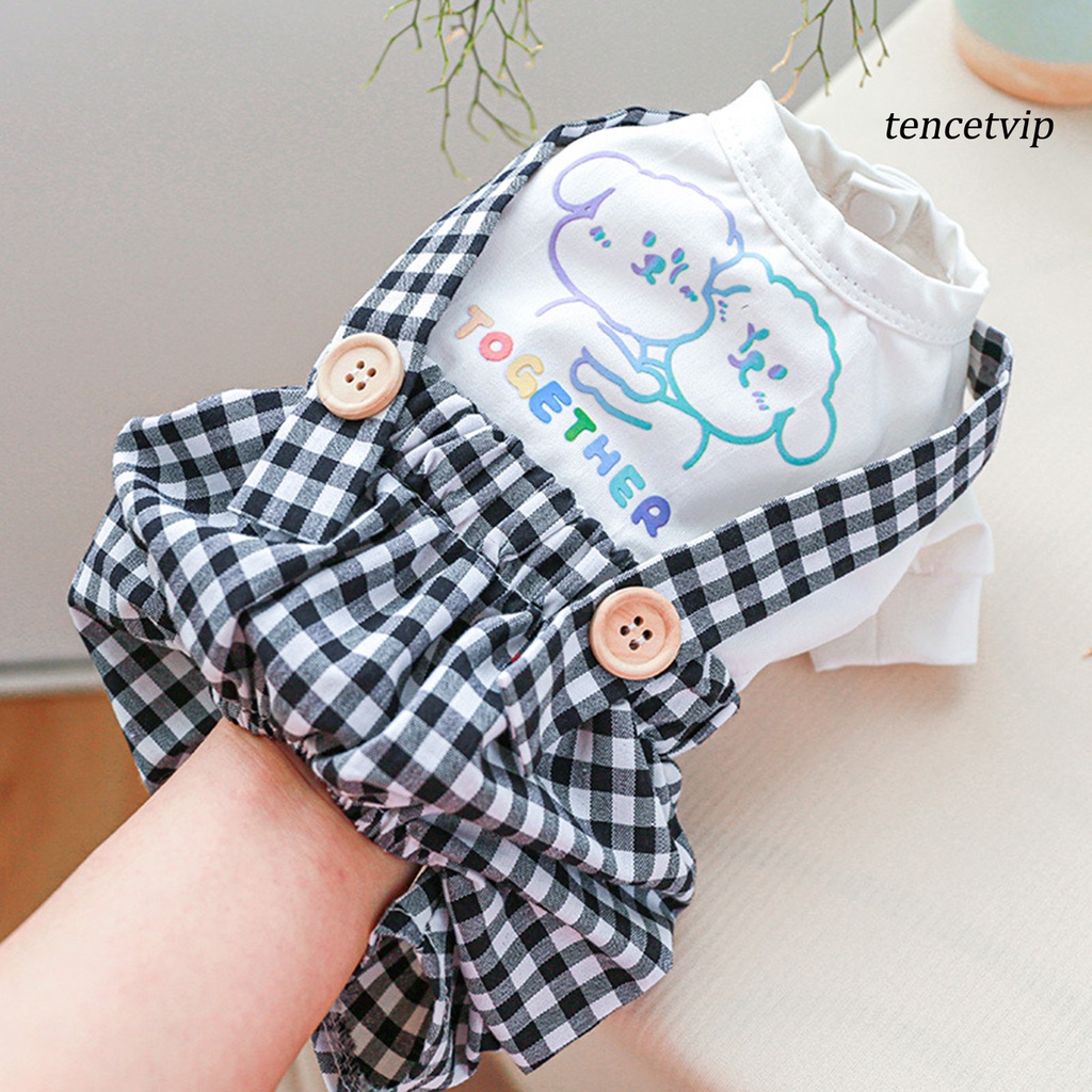 Bộ Đồ Liền Thân Thoáng Khí Không Phai Họa Tiết Kẻ Ô Dành Cho Thú Cưng