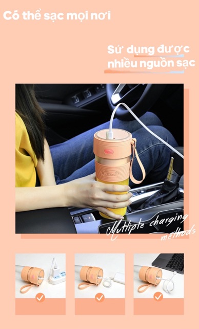 [HÀNG LOẠI 1] Máy Say Sinh Tố Không Dây Cầm Tay Juice Cup 300ml Hot Trend 2020 Siêu Tiện Lợi, Pin Sạc Dung Lượng Lớn