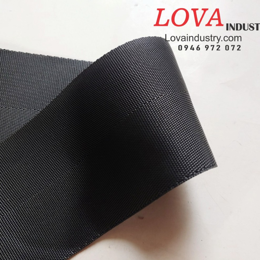 1 mét Dây đai vải polyester cường lực bản 7cm màu đen, dây đai buộc siết hàng bản lớn - Lova industry