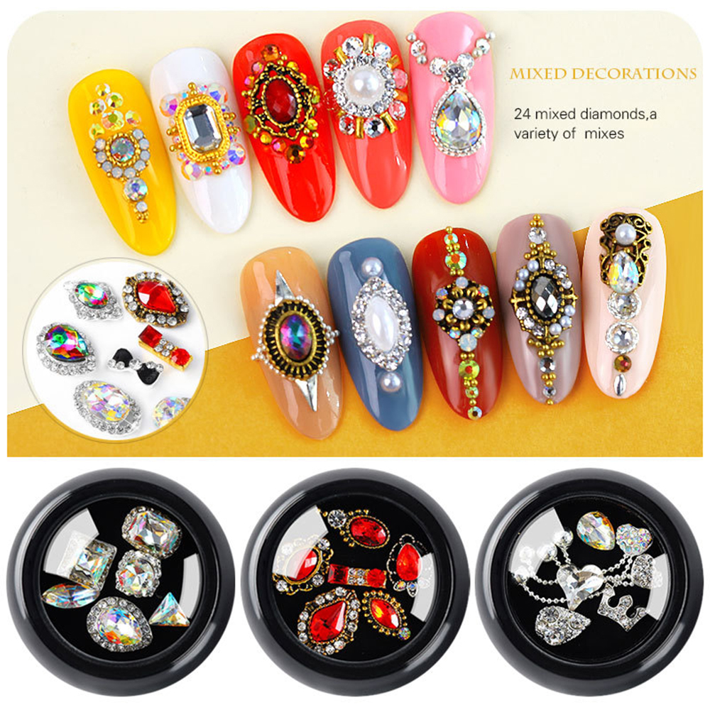 CHARMS Set 6 Phụ Kiện Trang Trí Móng Tay Nghệ Thuật 24 Kiểu