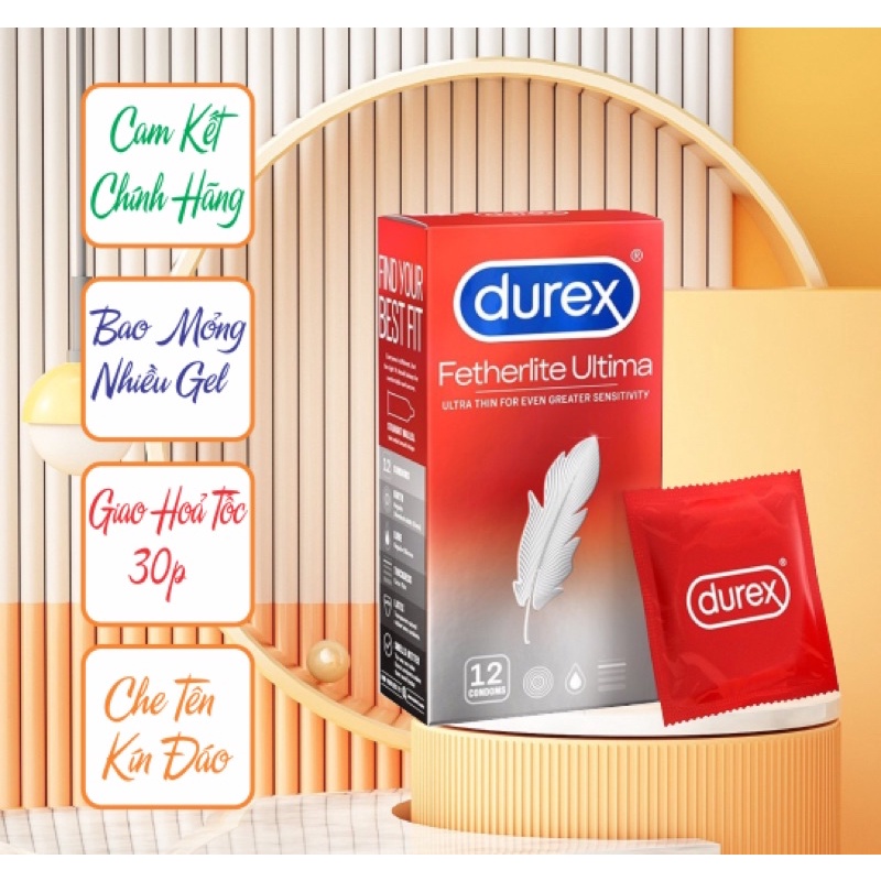 Durex 🔥 Bao cao su Durex Fetherlite chính hãng, dòng thơm.12 chiếc/ hộp