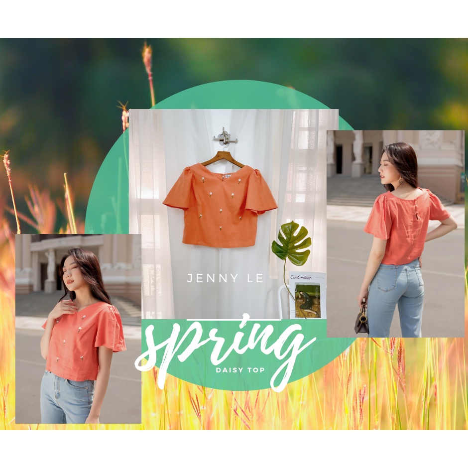 Jenny Le - Áo linen thêu tay cúc họa mi Daisy Top JL119