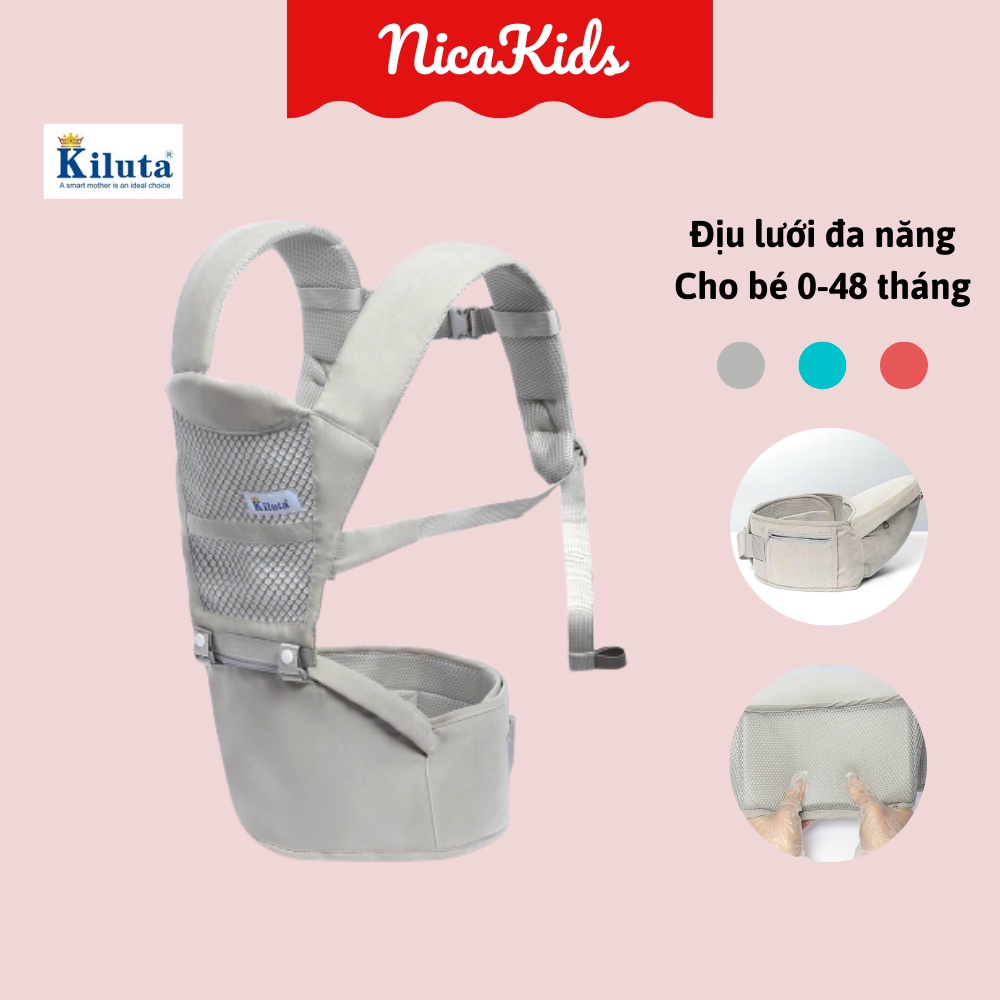 Địu ngồi cho bé vải lưới thông thoáng khí - Chính hãng Kiluta D02