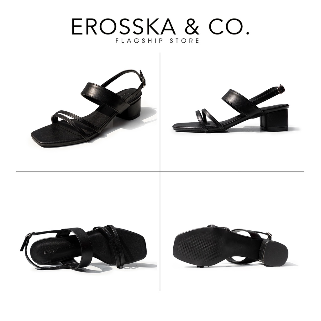 Erosska - Giày sandal mũi vuông cao 5cm màu đen _ EB041