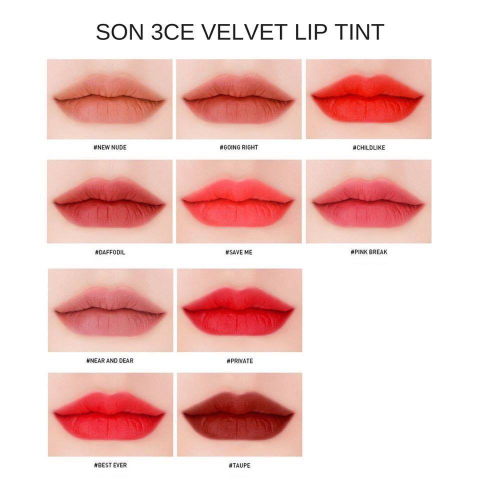[ ghi chú đặt màu ] Son Kem Lì 3CE Velvet Lip Tint