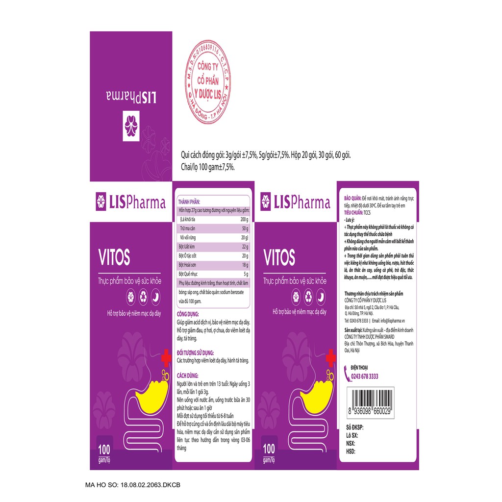 Viên uống Vitos - Hỗ trợ điều trị viêm loét dạ dày, tá tràng