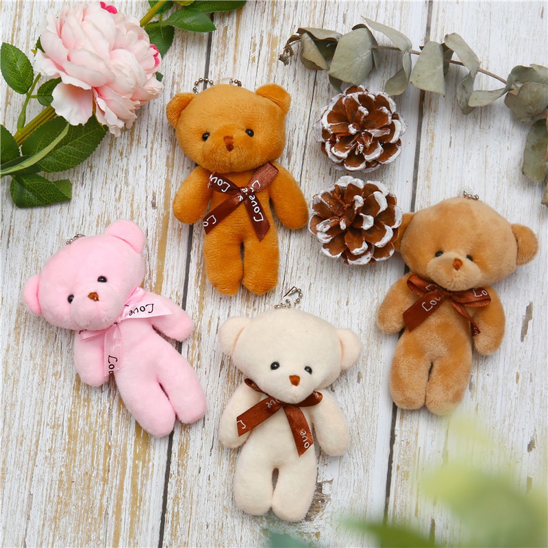 Móc Khóa Gấu Bông Đeo Nơ Nhiều Màu Siêu Cute