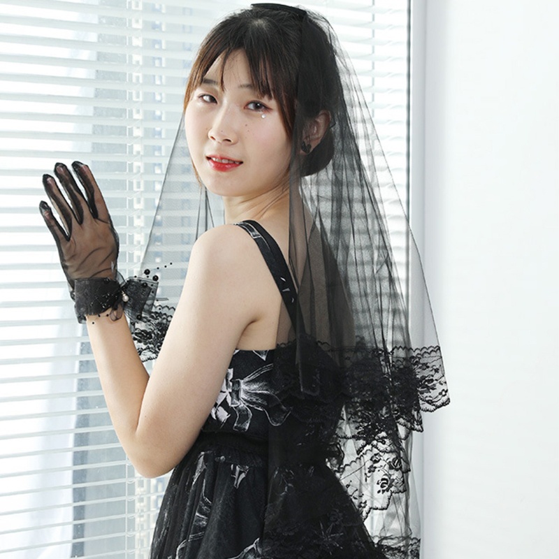 Mạng Che Mặt 2 Tầng Bằng Vải Tuyn Mỏng Kèm Lược Dài 31 5 Viền Ren Tinh Tế Cho Cô Dâu Edge