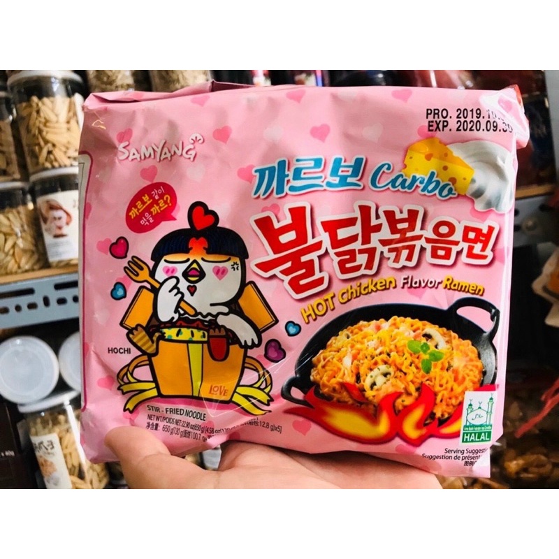 DATE MỚI - Lốc 5 gói - Mì gà cay samyang sốt Carbonara/ Mì khô Samyang sốt kem