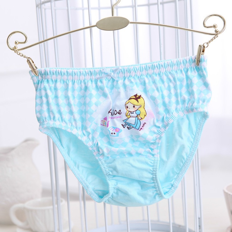 Quần Lót Bằng Cotton Hình Tam Giác In Họa Tiết Hoạt Hình Dễ Thương Thiết Kế Thoáng Khí Cho Bé Gái