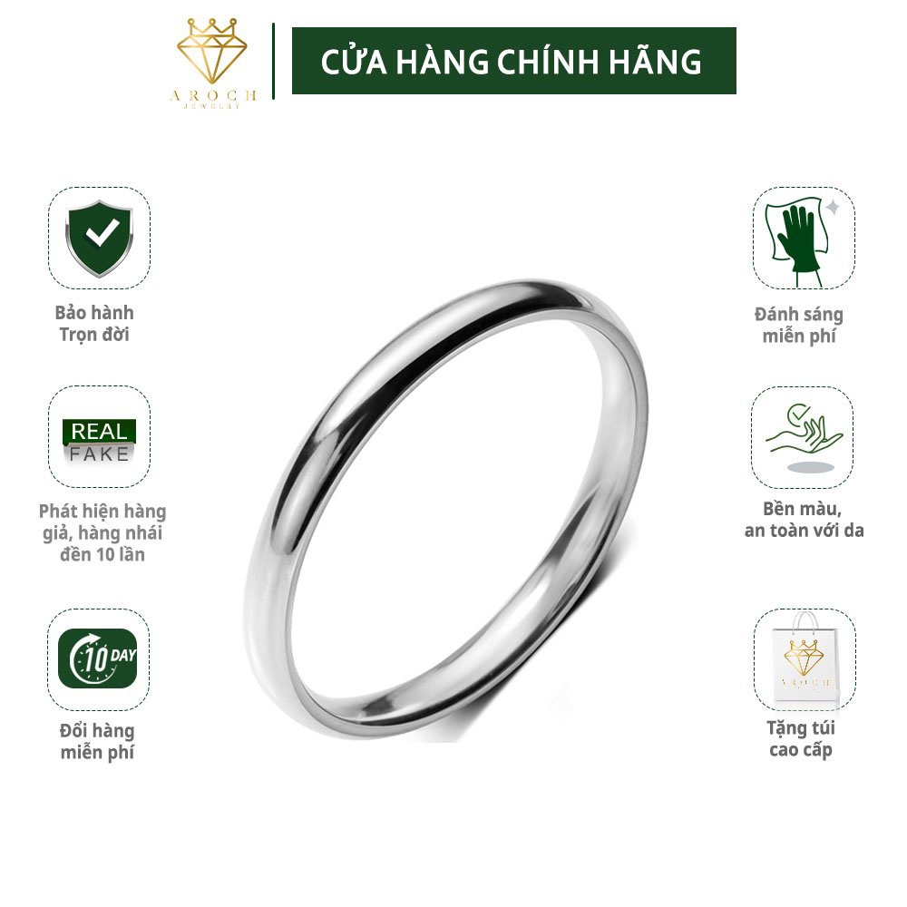 Nhẫn bạc trơn AROCH Jewelry phong cách Hàn Quốc sáng bóng, basic, đơn giản bạc 925 J3126