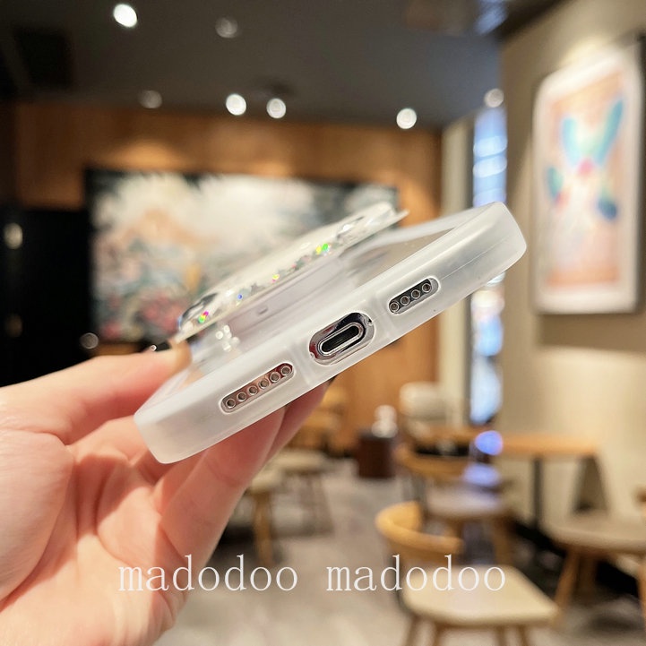 Clear Casing For iPhone 14 Pro Max 14Pro 14Plus 14ProMax 13 12 Mini Cute Snoopy Mickey Minnie Donald Duck Daisy Couple Quicksand Stand Round Airbag Shockproof Clear Soft Phone Case Full Fine Hole Protection Back Cover NKS 13