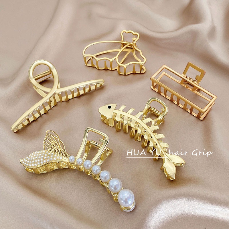 Kẹp Tóc Kim Loại Đính Ngọc Trai Mới