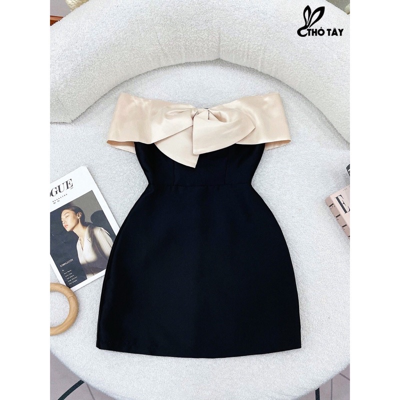 Đầm trễ vai nơ ngực tatfa
