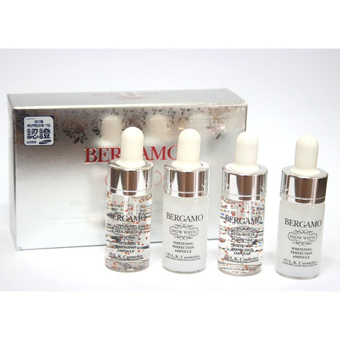 Set 4 chai serum trắng da BERGAMO Whitening