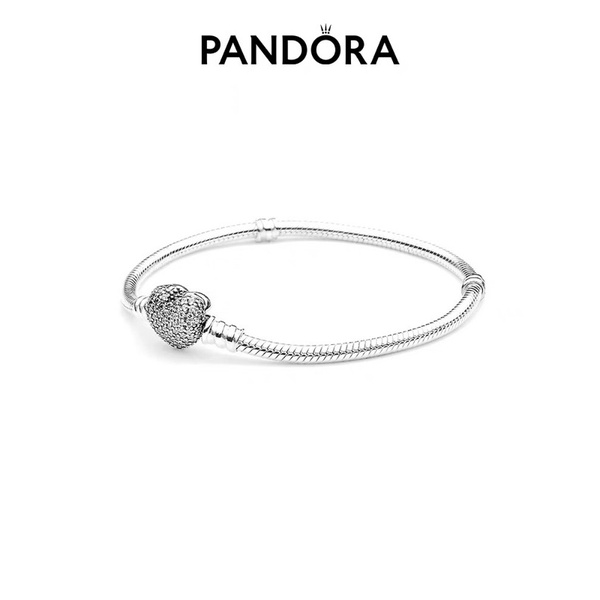 Vòng pandora bạc S925 chốt trái tim đính đá A5