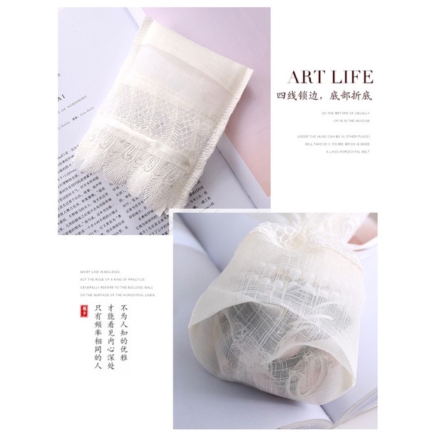Túi dây rút vải sợi cotton slub cao cấp, túi vải ren lông vũ