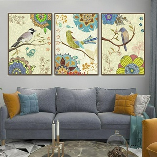 Tranh Canvas Treo Tường Hiện Đại _ Tranh Bộ 3 Những Chú Chim Trên Cành