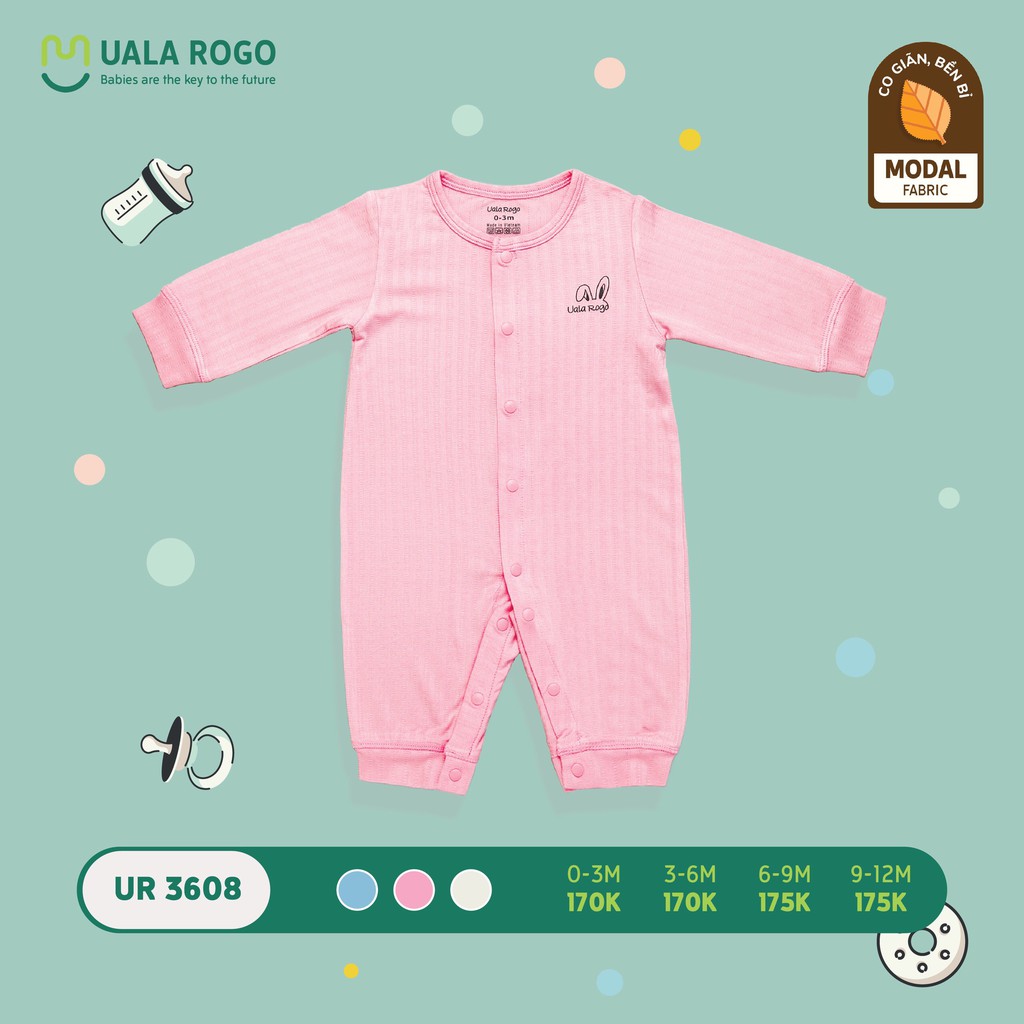 UR3608 Body dài tay Uala Rogo cài giữa chất sợi sồi Modal