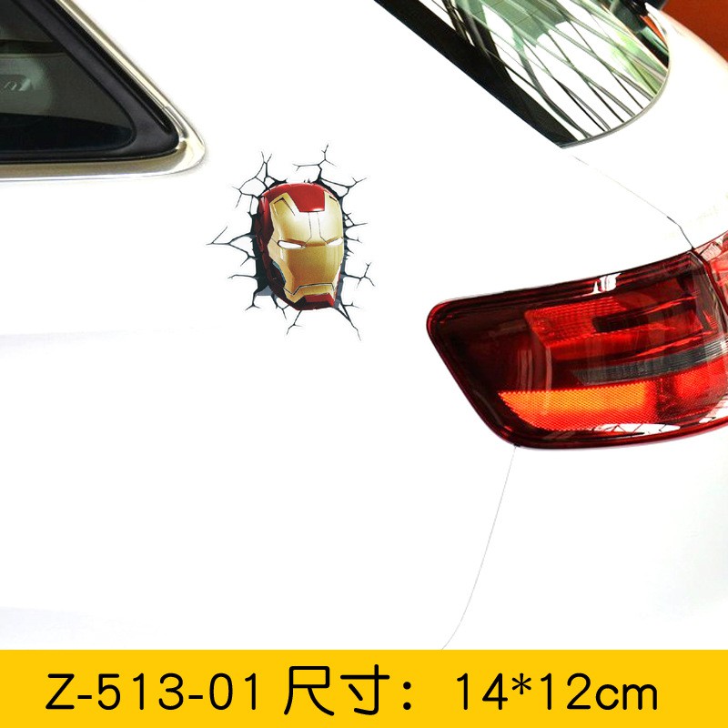 Miếng Dán Phản Quang Chống Nước Hình Avenger Star Wars Batman Ironman Captain America Vui Nhộn Trang Trí Xe Hơi Xe Máy