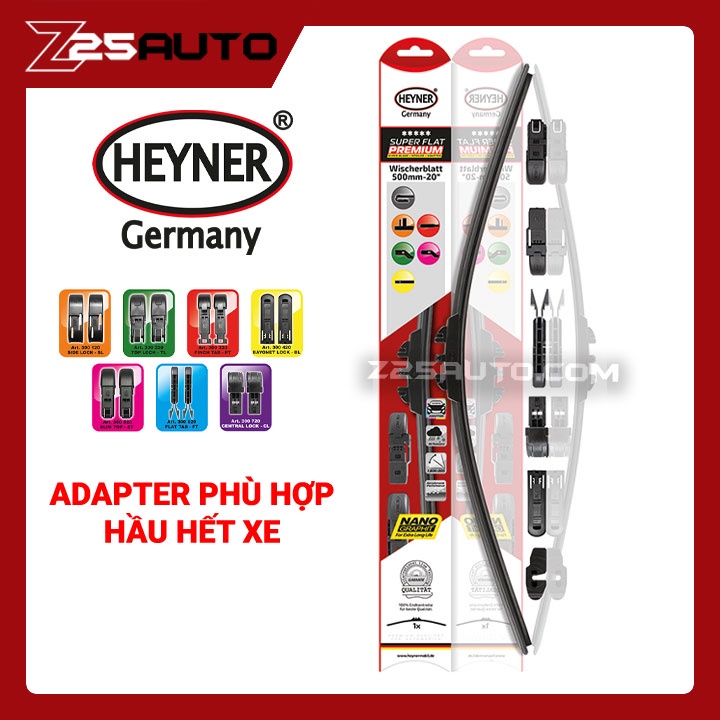 Gạt mưa Heyner Germany Super Flat Premium Nano chính hãng đủ size cho xe ô tô