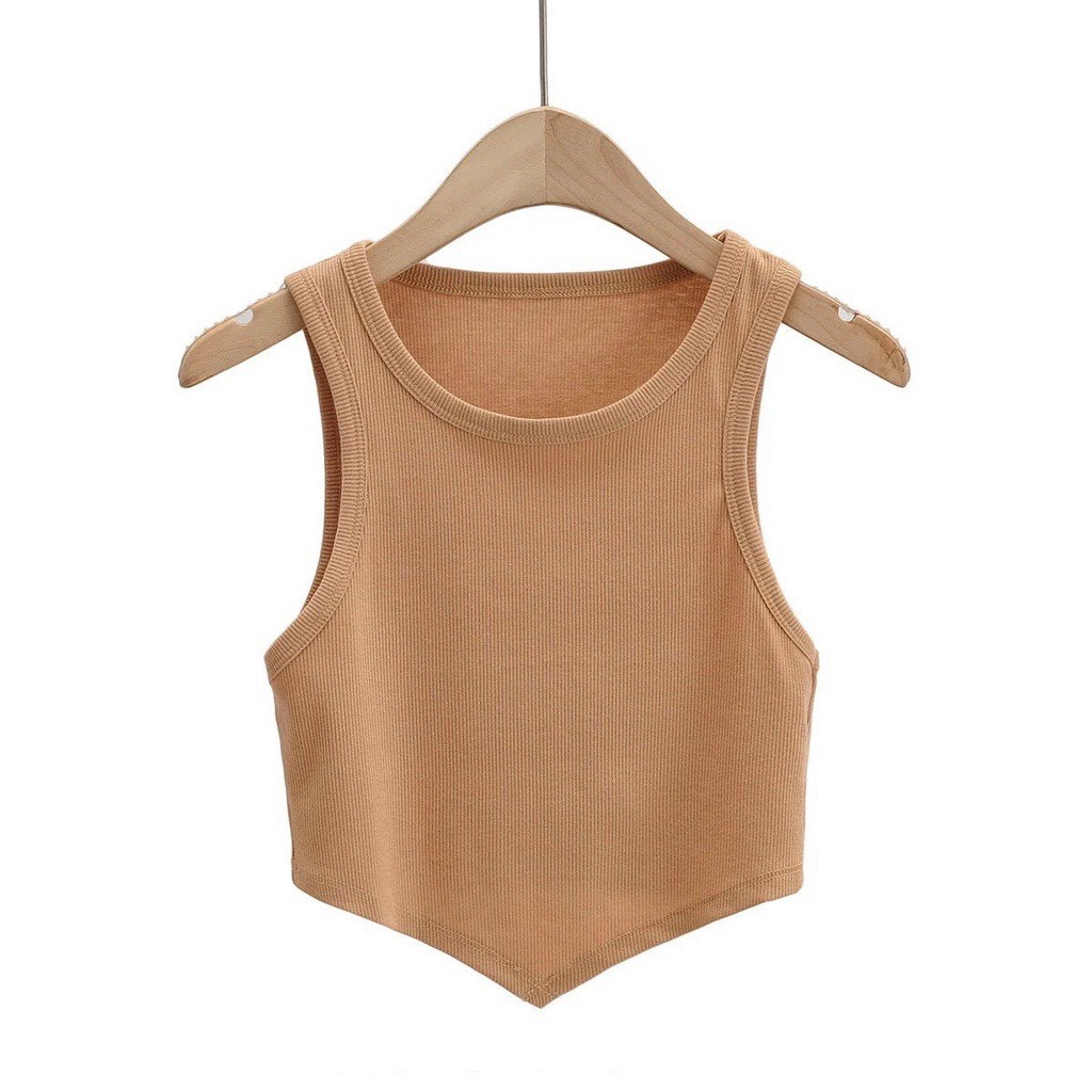 Áo Ba Lỗ Nữ Croptop Vạt Nhọn Ôm Body Cotton Tăm V200