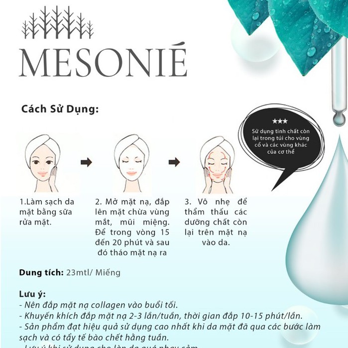 Mặt nạ collagen Mesonié dưỡng ẩm trắng da Hàn Quốc chính hãng 23ml