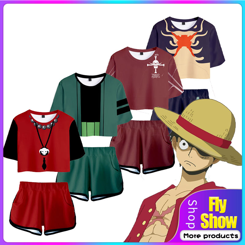 Anime One Piece 3D Print Tracksuit Women Two Piece Set Top and Shorts Luffy Roronoa Zoro Nami Sanji Nico Robin Cosplay Costume