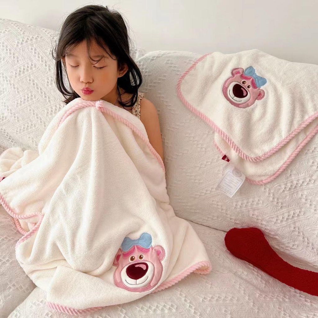 Khăn tắmkhăn tắm Khăn Tắm cotton Trơn Thấm Hút Nhanh Khô Họa Tiết Gấu Và Dâu Tây Đáng Yêu Cho Bé
