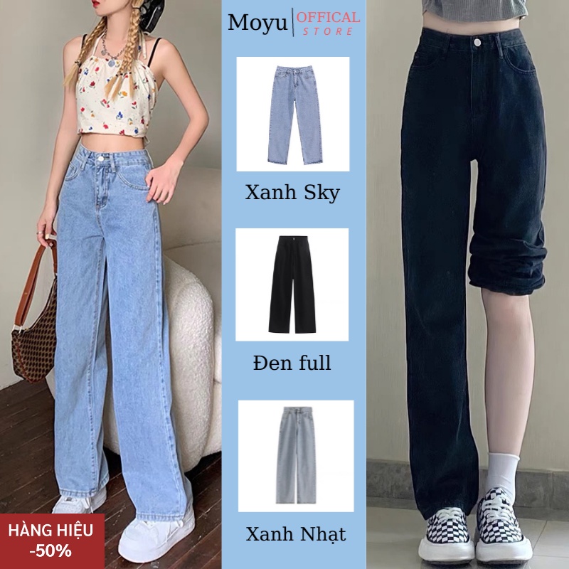 Quần jean ống rộng nữ cạp cao  quần jeans ống rộng lưng cao, vải bò dày đẹp dáng suông hottrend 2022