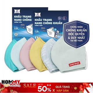 Combo 2 chiếc khẩu trang NGƯỜI LỚN 3 lớp vải kháng khuẩn Nano Bạc Hanvico