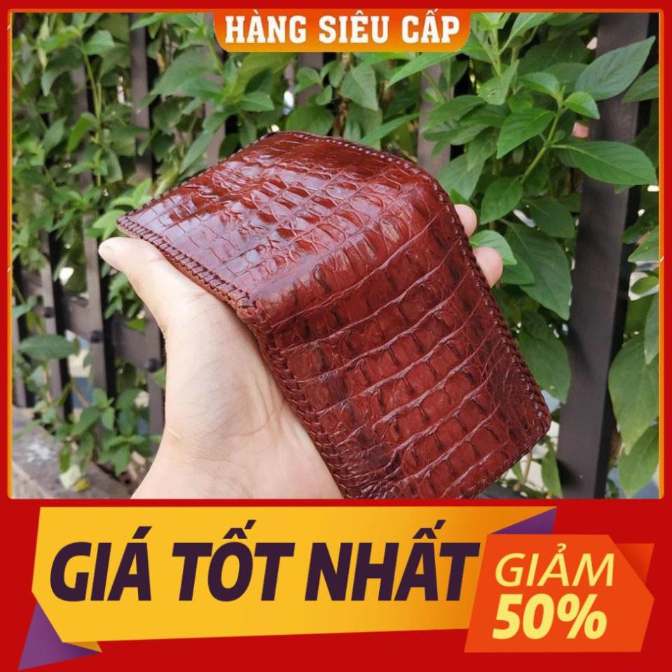 Thẻ BH 12 tháng [ Da Thật% ] -  BÓP NAM CÁ SẤU NGUYÊN LƯNG CON NHỎ 2 MẶT ĐAN VIỀN CAO CẤP Hàng Cao Cấp, Rẻ, Đẹp