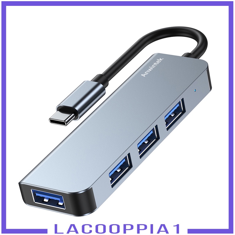 [LACOOPPIA1] USB-C Type C to USB 3.0 USB 2.0 4 Port Hub Adapter Splitter Expansion Silver