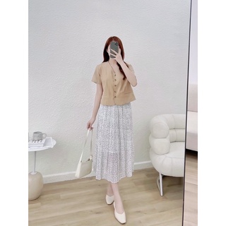 chân váy chấm bi cạp chun